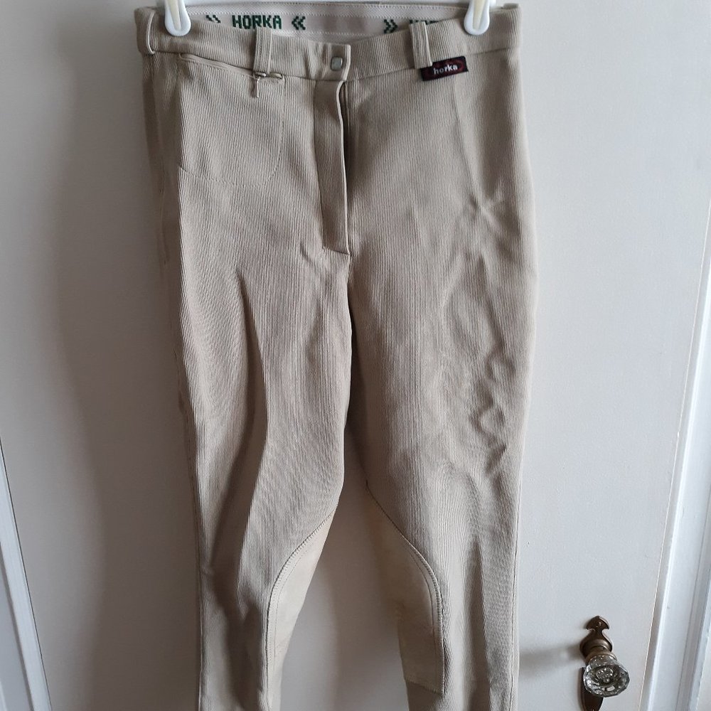Horka Tan Ribbed Equestrian riding breeches EU44 - Picture 2 of 2